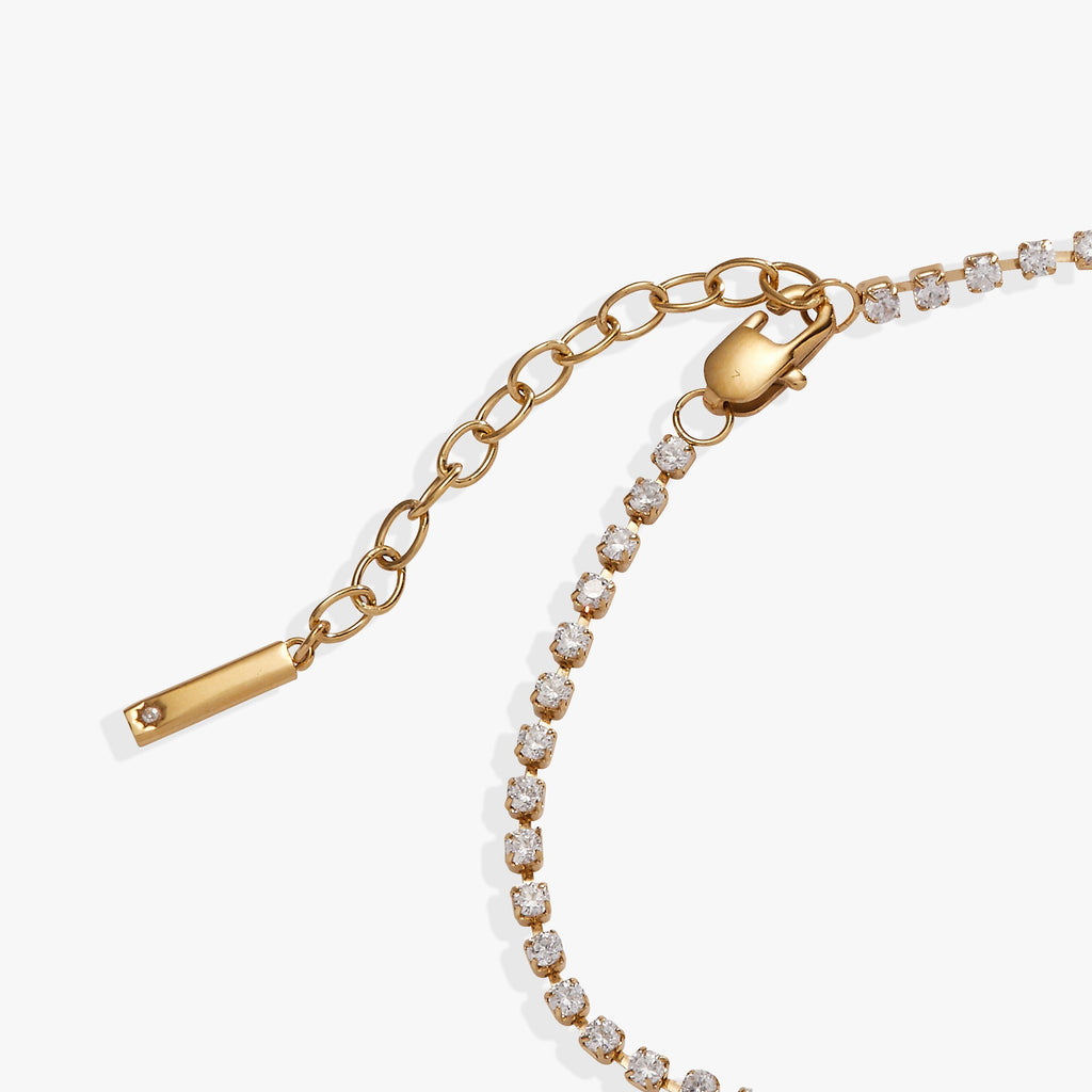 Mama Crystal Tennis Bracelet in Gold-Tone Stainless Steel