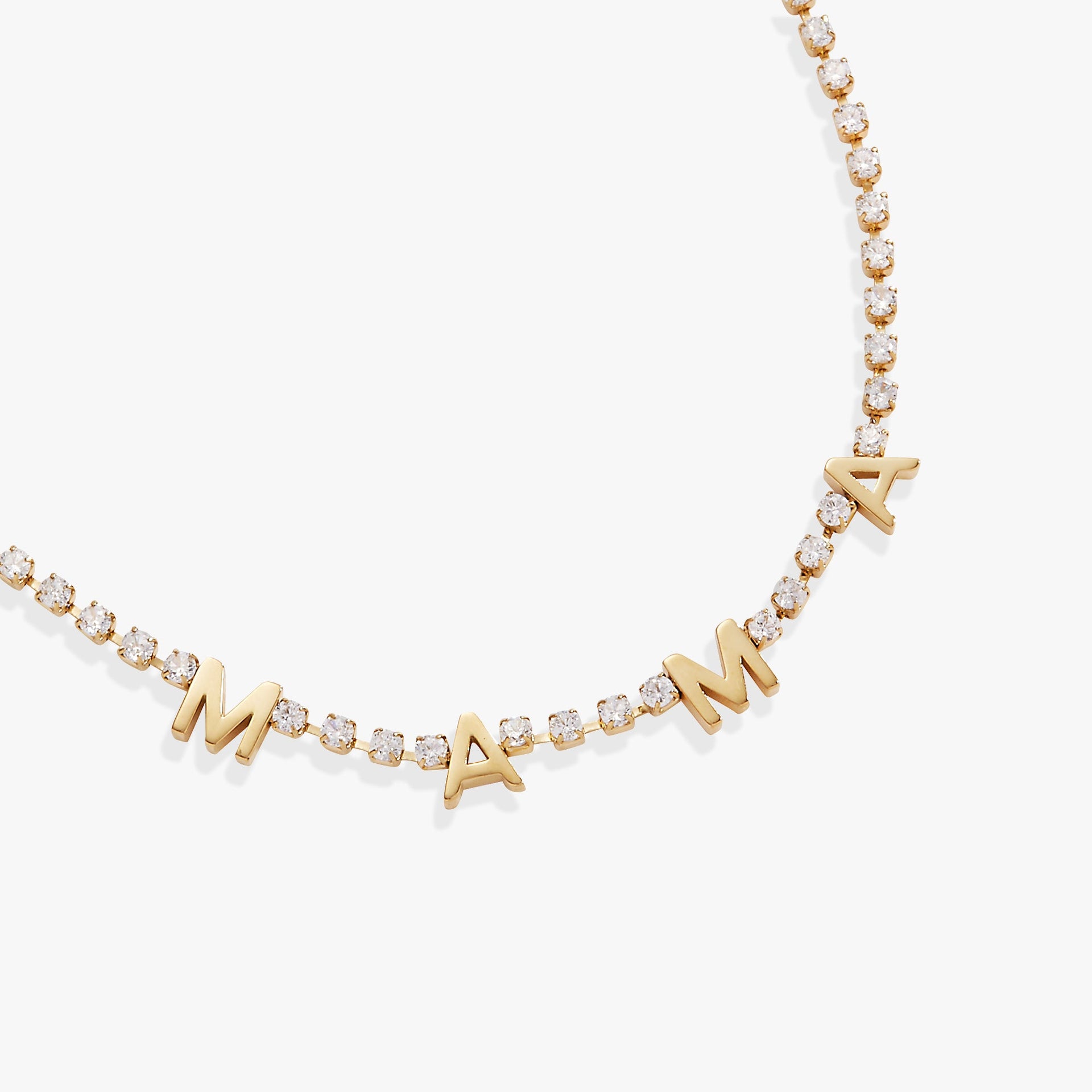 Mama Crystal Tennis Necklace – Elegant Statement Chain Jewelry