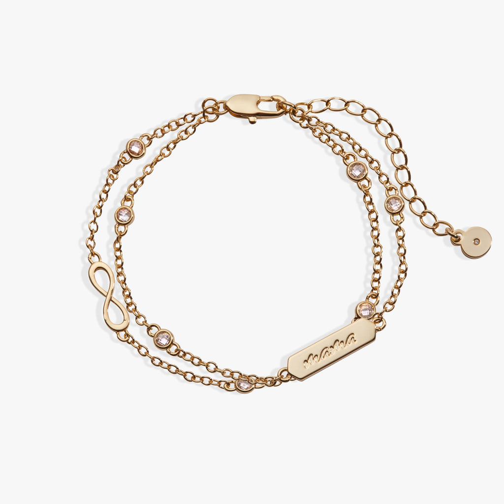 Mama Infinity Double Strand Crystal Chain Bracelet