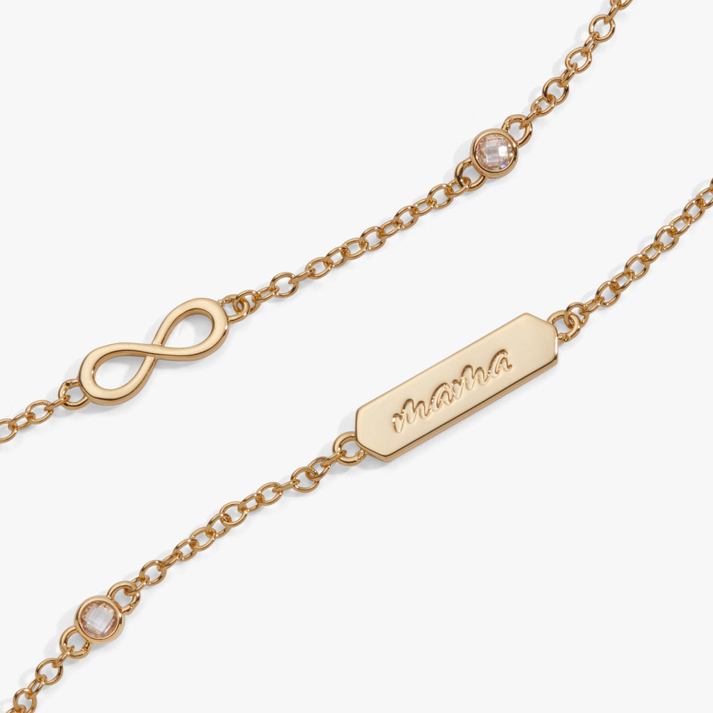 Mama Infinity Double Strand Crystal Chain Bracelet