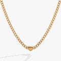 Gold-tone curb chain necklace with a heart charm engraved with Mama.