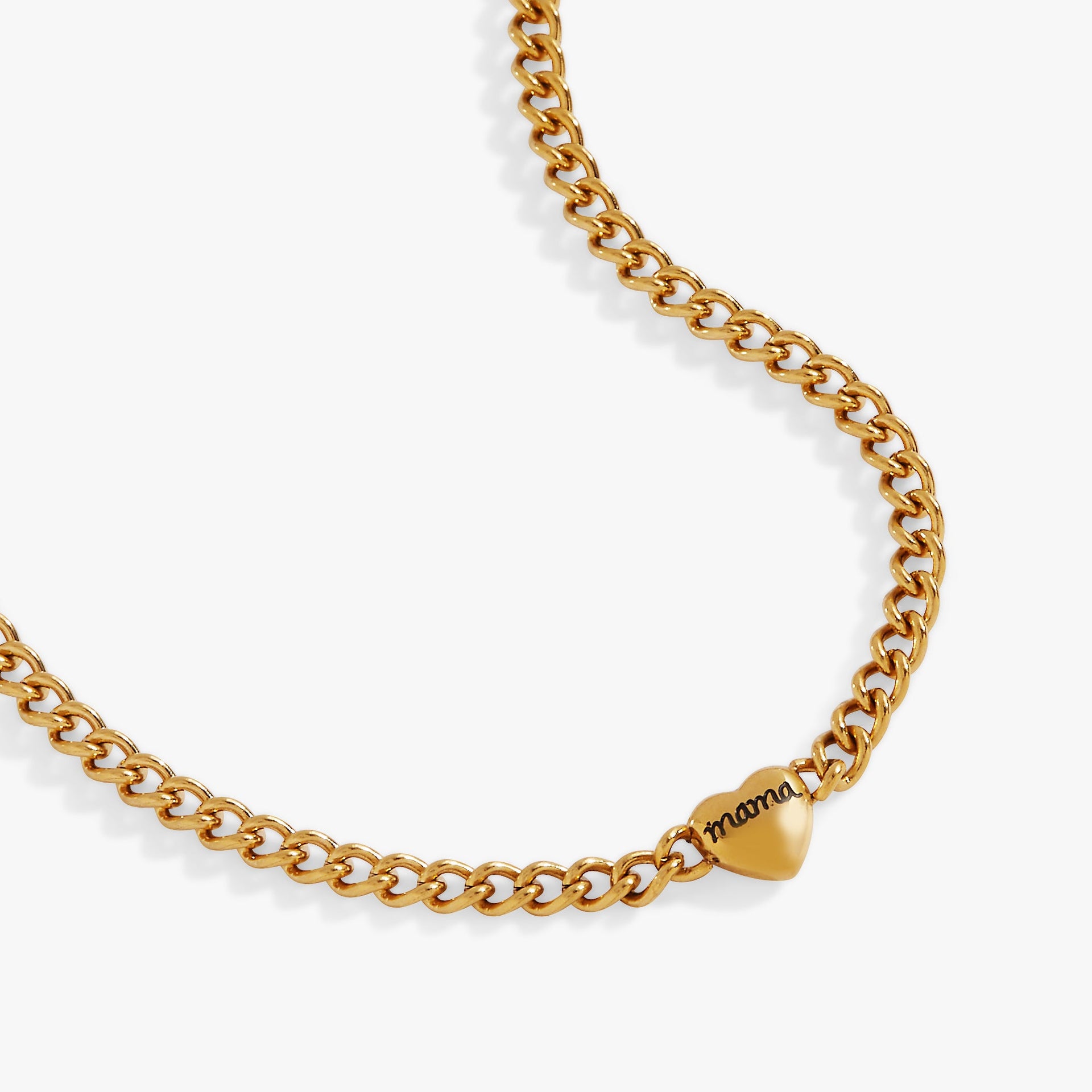 Mama Curb Chain Necklace in Gold Tone Minimalist Sentiment
