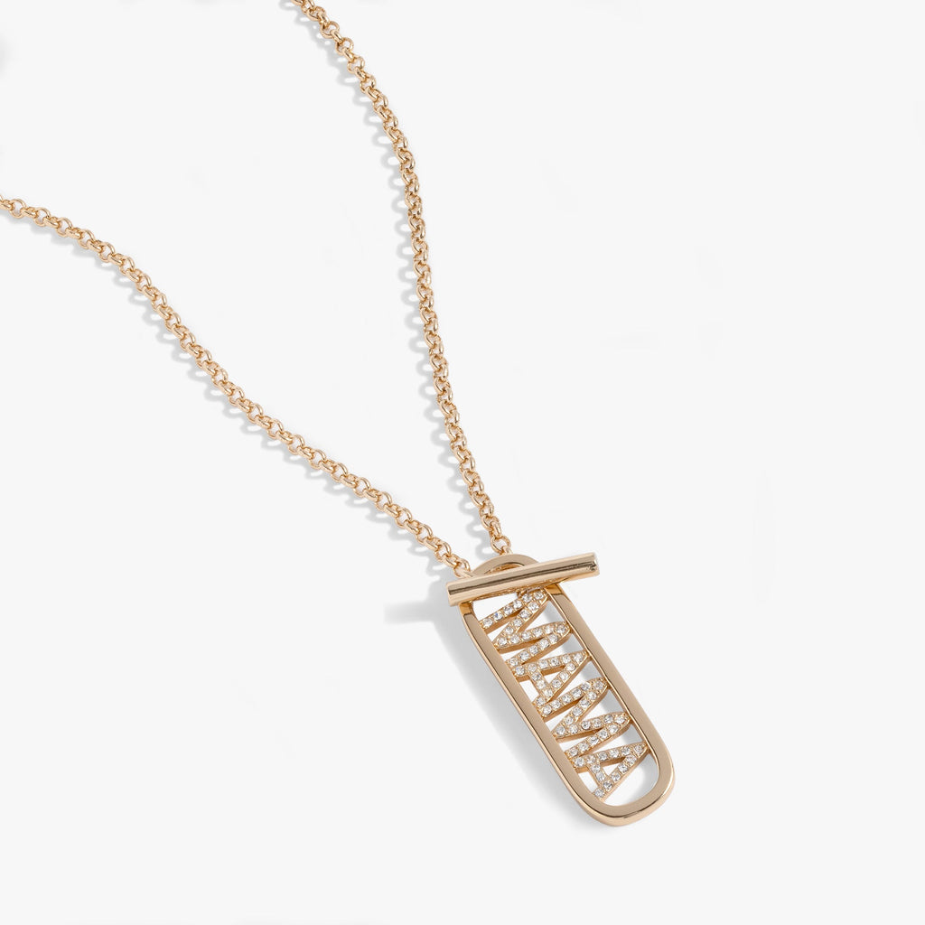 Convertible Mama Pavé Crystal Toggle Pendant Necklace