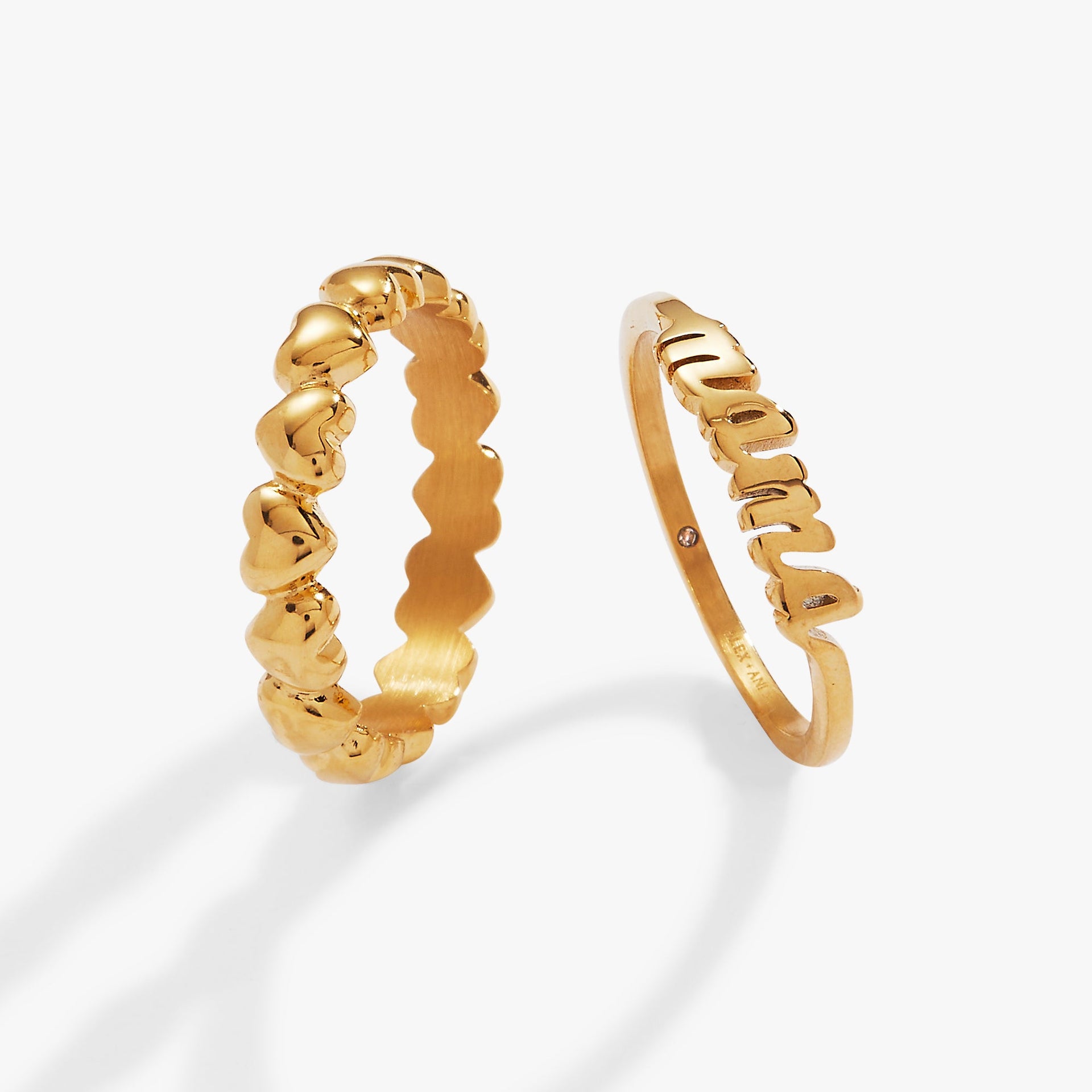 Mama Ring Set of 2 in Gold-Plated Adjustable Modern Style