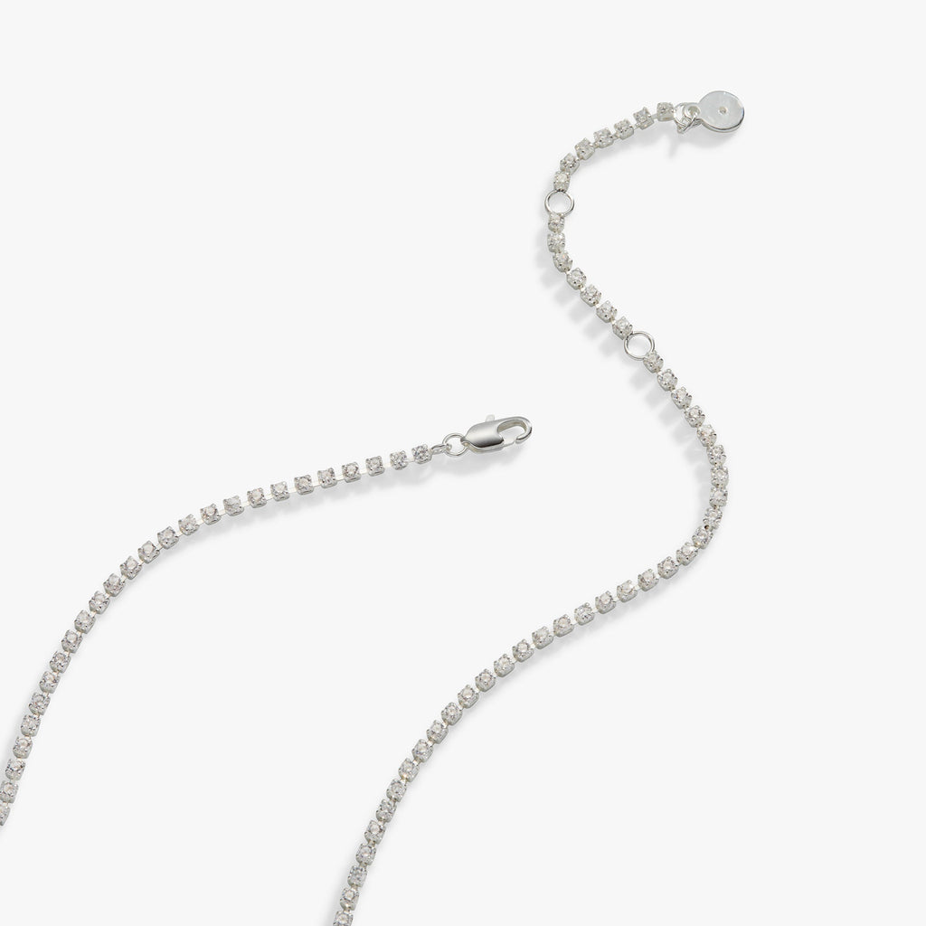 Modern Crystal Tennis Necklace for Women in Silver and White