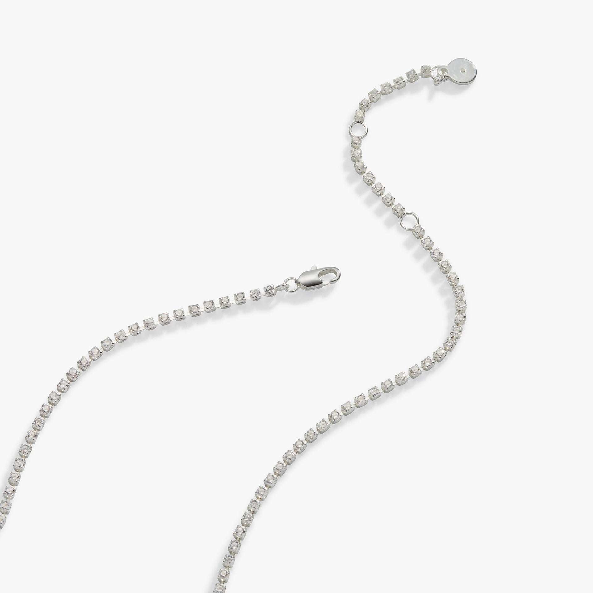 Modern Crystal Tennis Necklace for Women in Silver and White