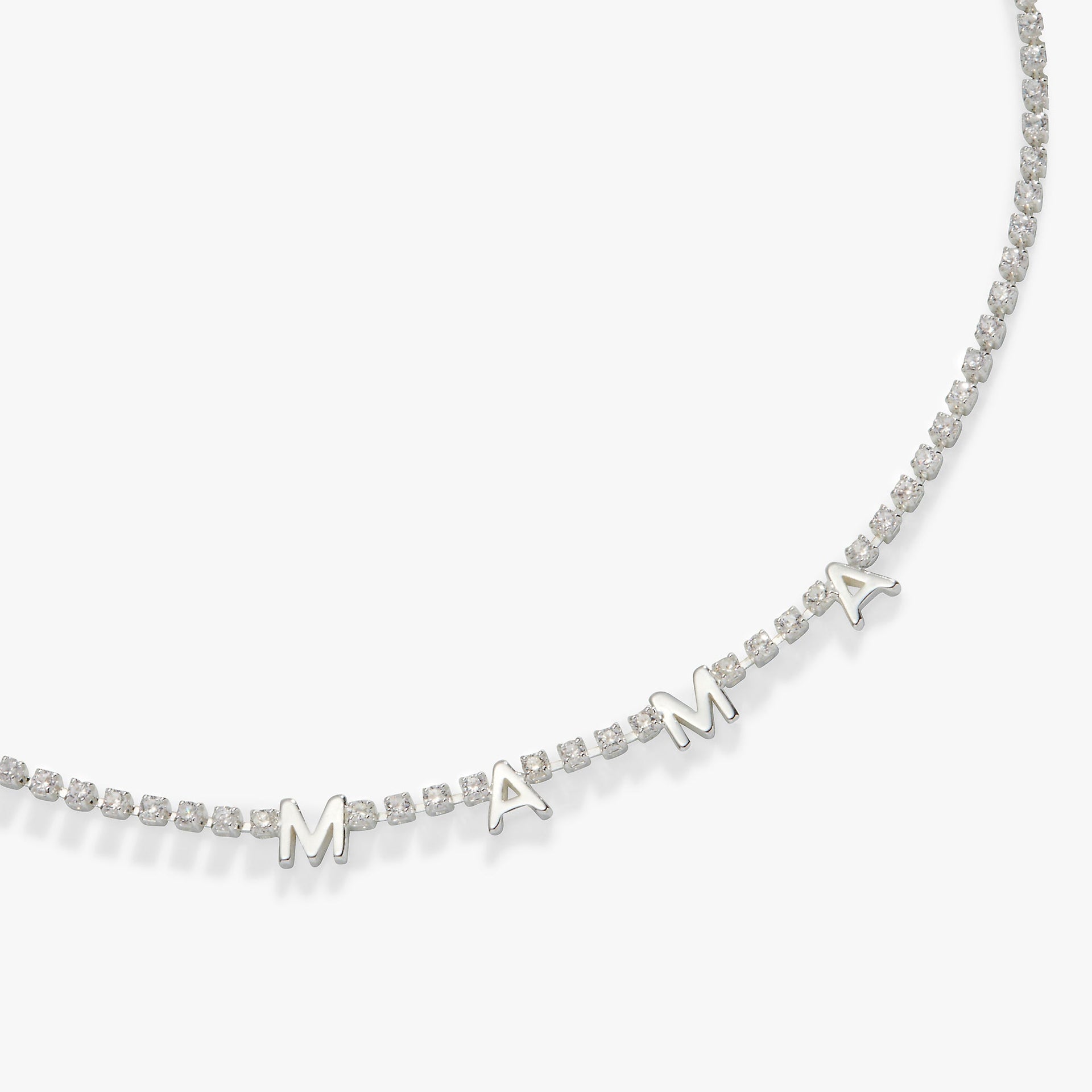 Modern Crystal Tennis Necklace for Women in Silver and White