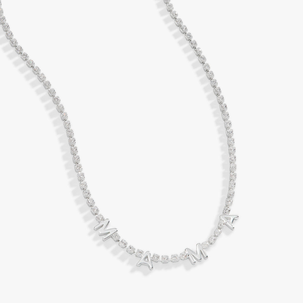 Elegant crystal tennis necklace in silver and white tones