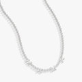 Elegant crystal tennis necklace in silver and white tones