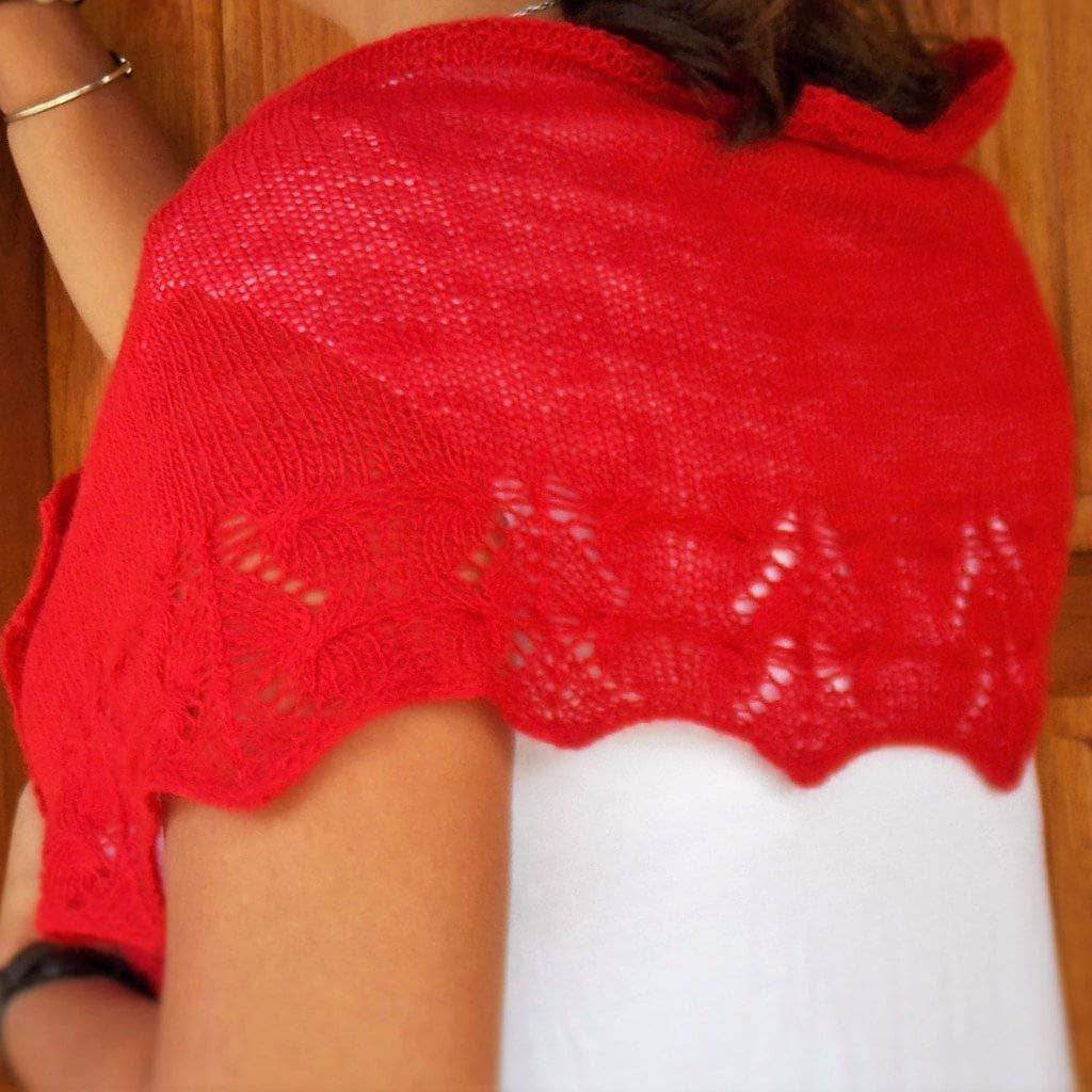 Mañanita Spring Shawl Pattern - Romantic Red Knit Wrap