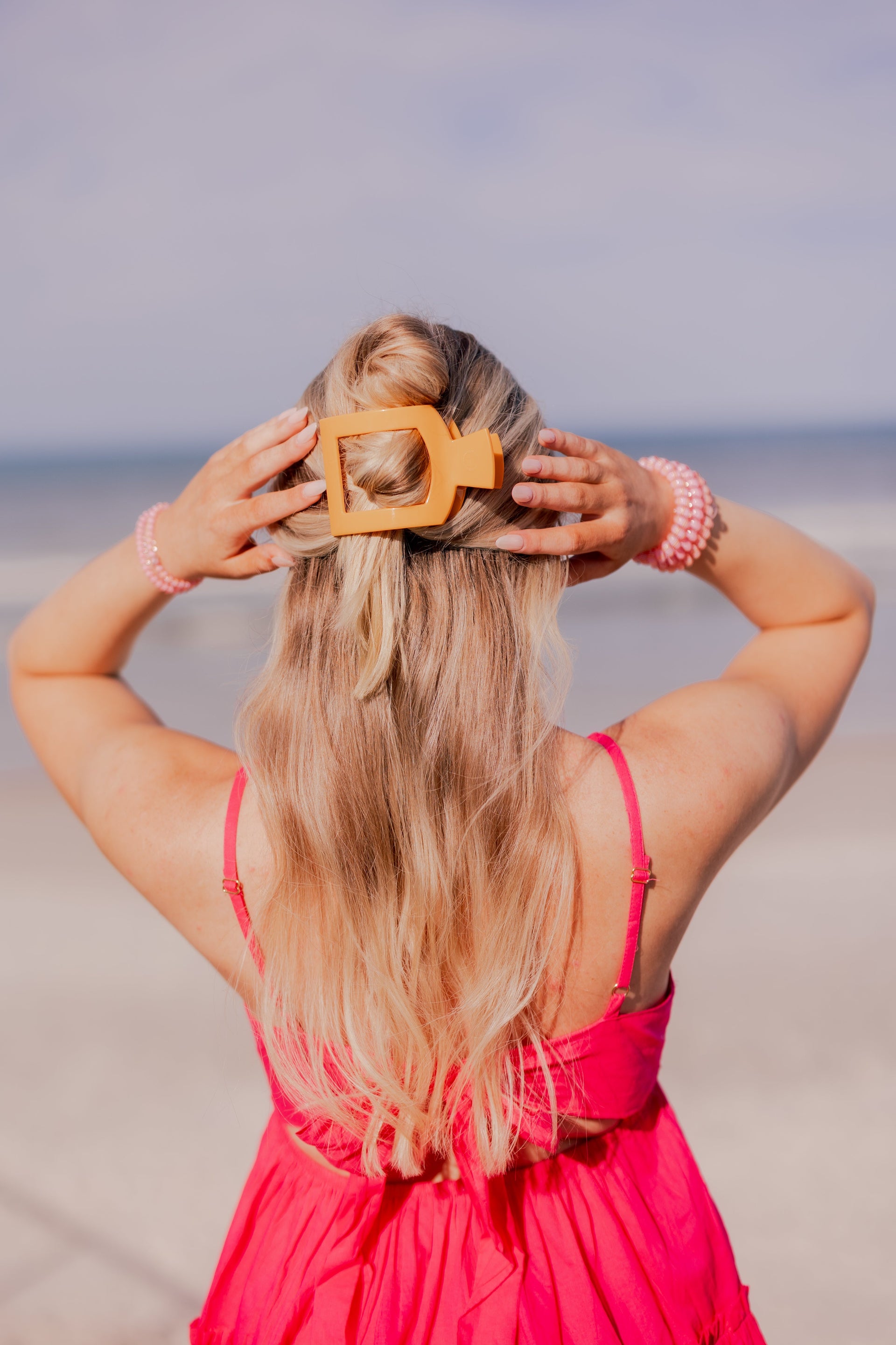 Large Flat Square Hair Clip in Mango for it! - Comfortable Hair Claw