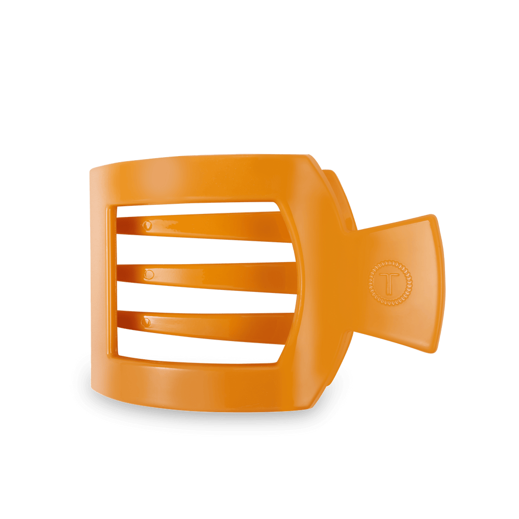 Large orange square hair clip in Mango for it! color
