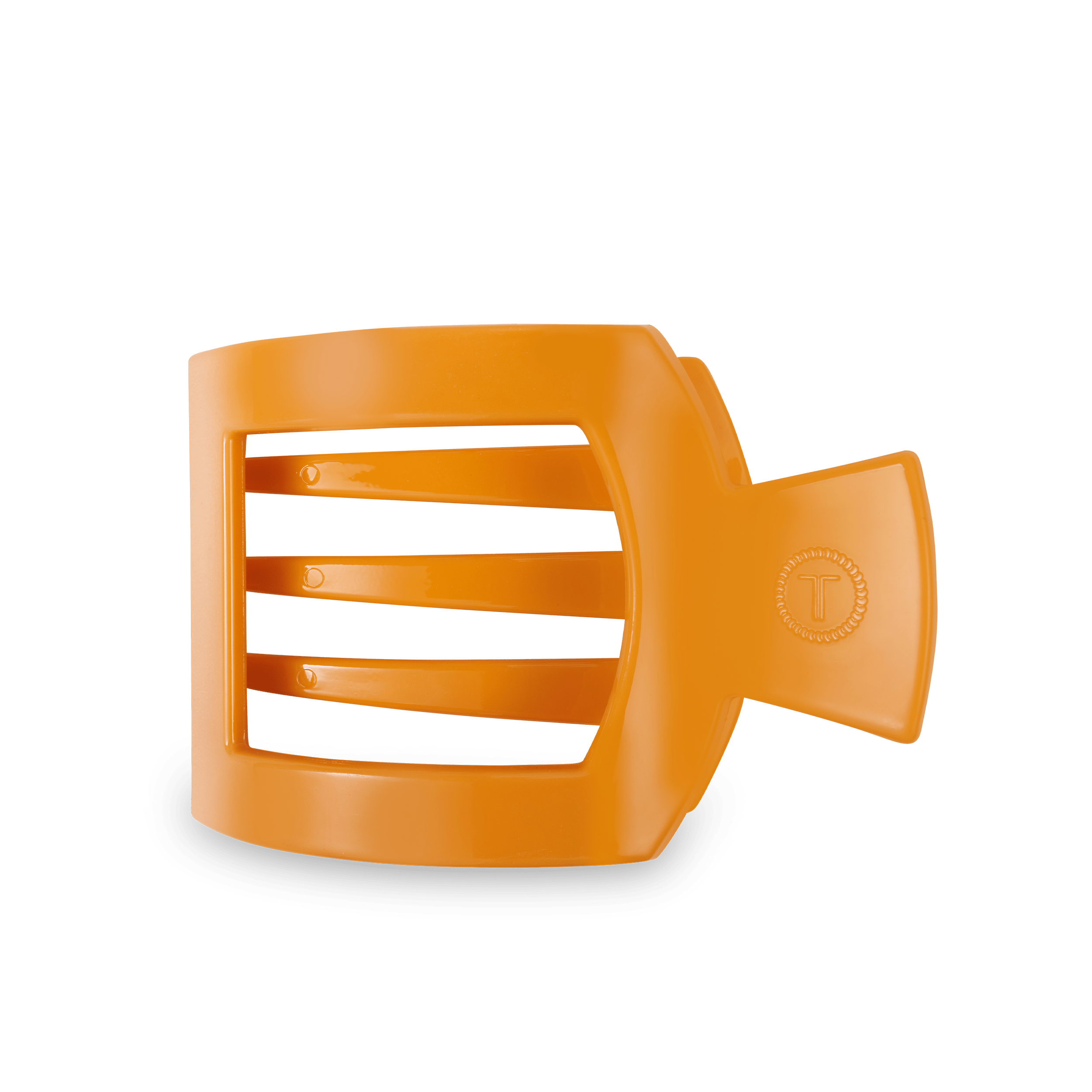 Large orange square hair clip in Mango for it! color