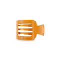 Small square hair clip in a vibrant mango orange color