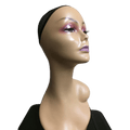 Mannequin body base for wigs in beige and black with an integrated netted cap