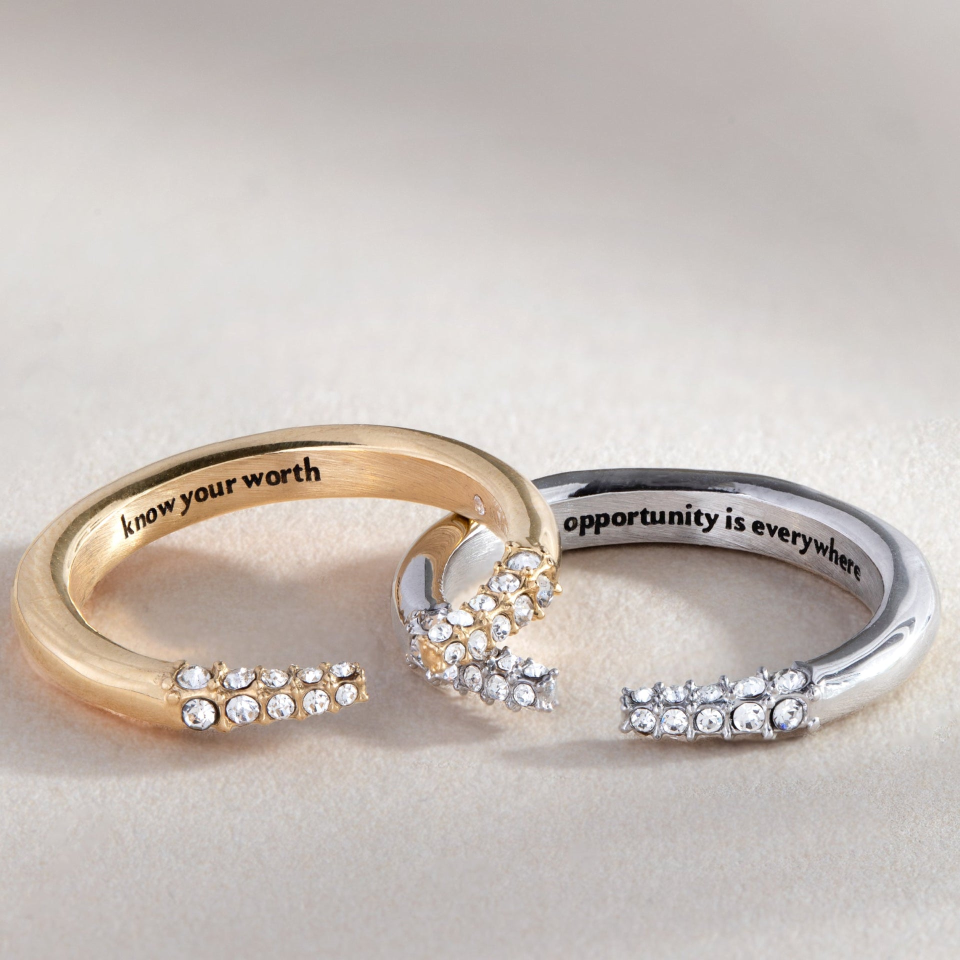 Opportunity is Everywhere Open Tusk Ring in Silver-Tone Stainless