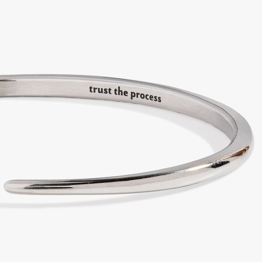 Trust the Process Open Tusk Cuff Bracelet with Crystal Accents
