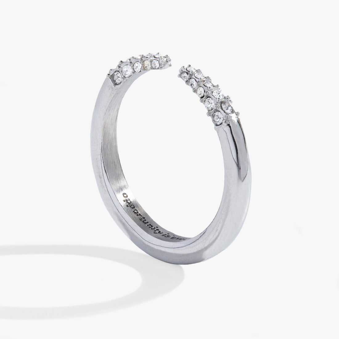 Opportunity is Everywhere Open Tusk Ring in Silver-Tone Stainless