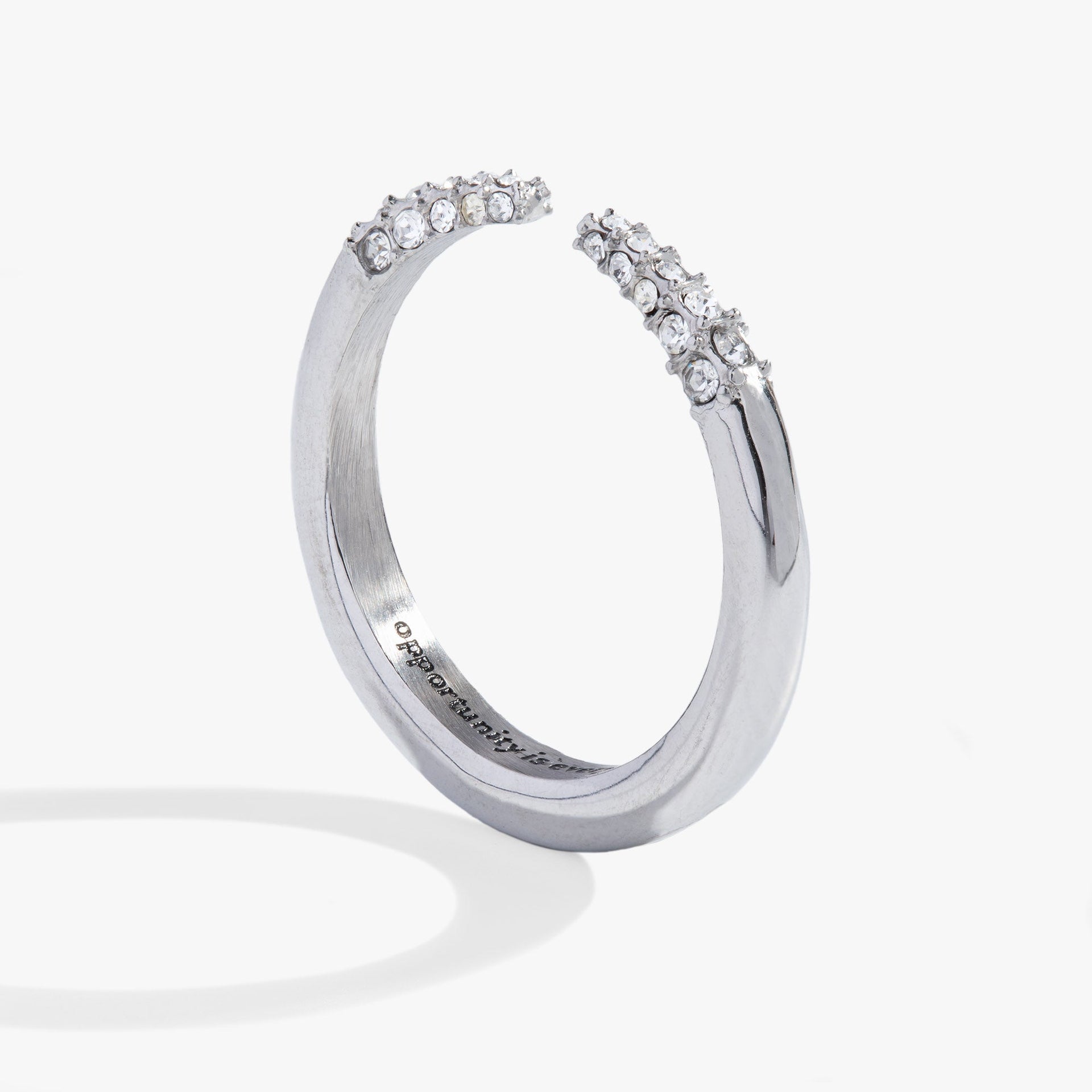 Opportunity is Everywhere Open Tusk Ring in Silver-Tone Stainless