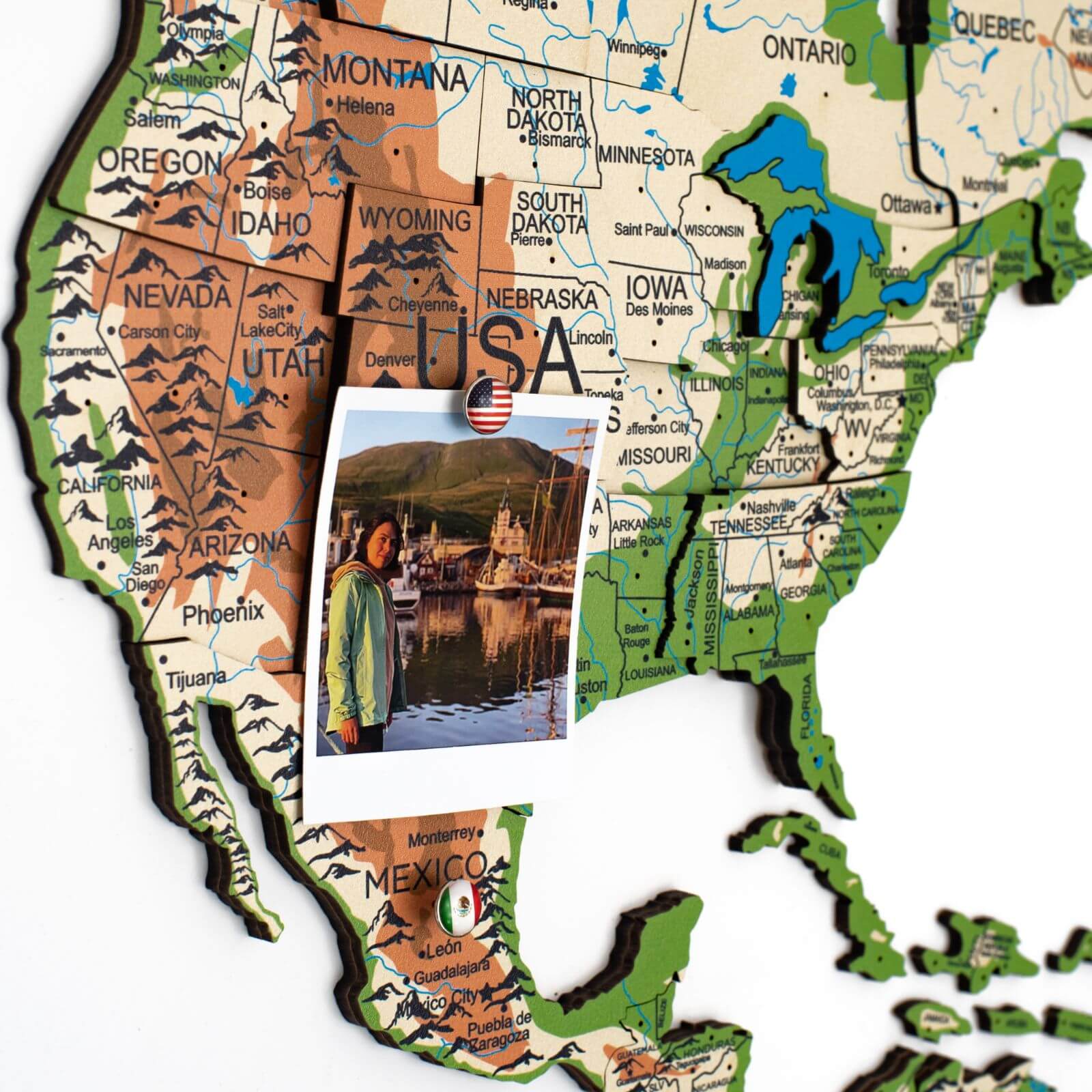 3D Wooden World Map Physical Colorful Wall Art