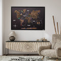 Map on Board LED 2.0 Dark Walnut Large Modern World Wall Map