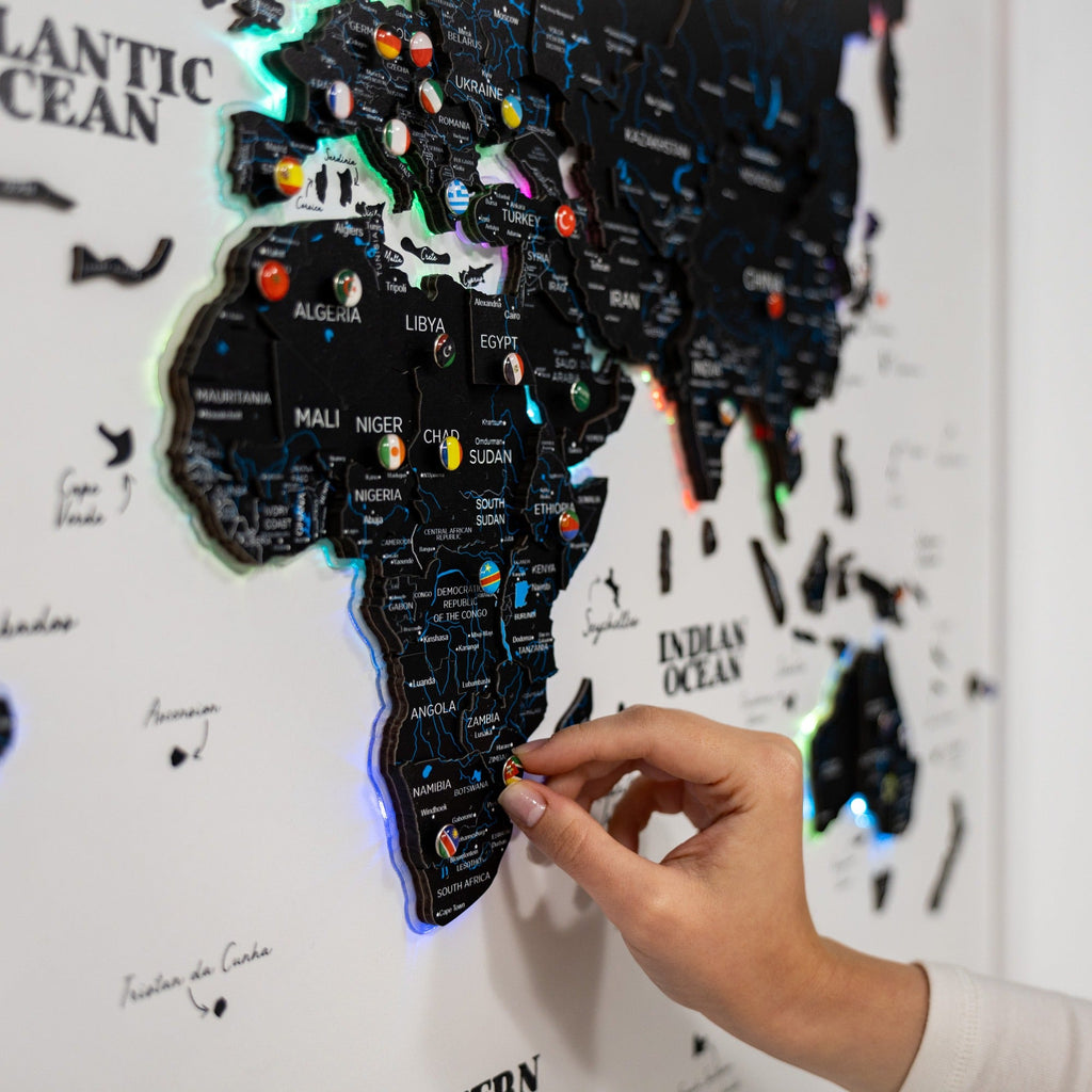 Map on Board LED 2.0 Midnight Modern Illuminated World Map Art
