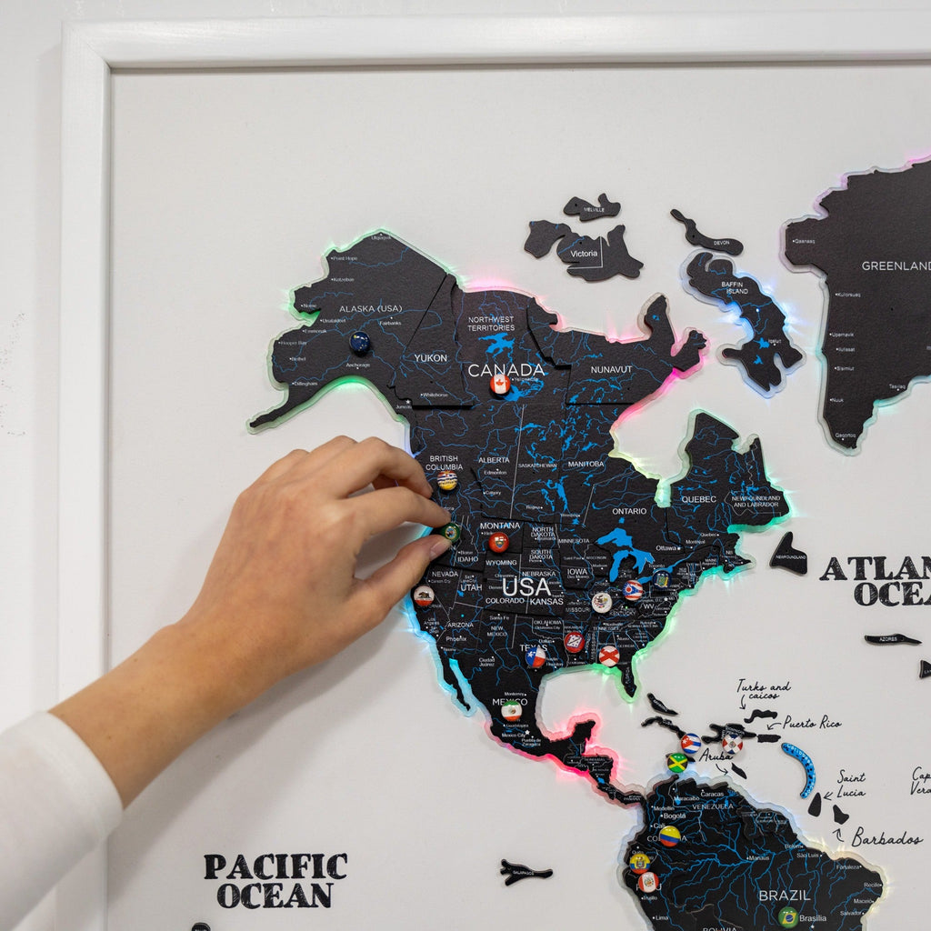Map on Board LED 2.0 Midnight Modern Illuminated World Map Art