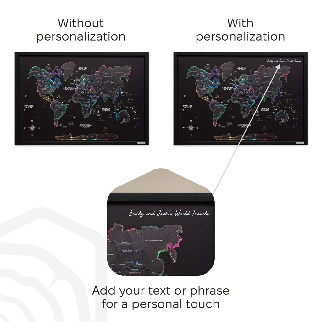 Map on Board LED 2.0 Midnight Modern Illuminated World Map Art