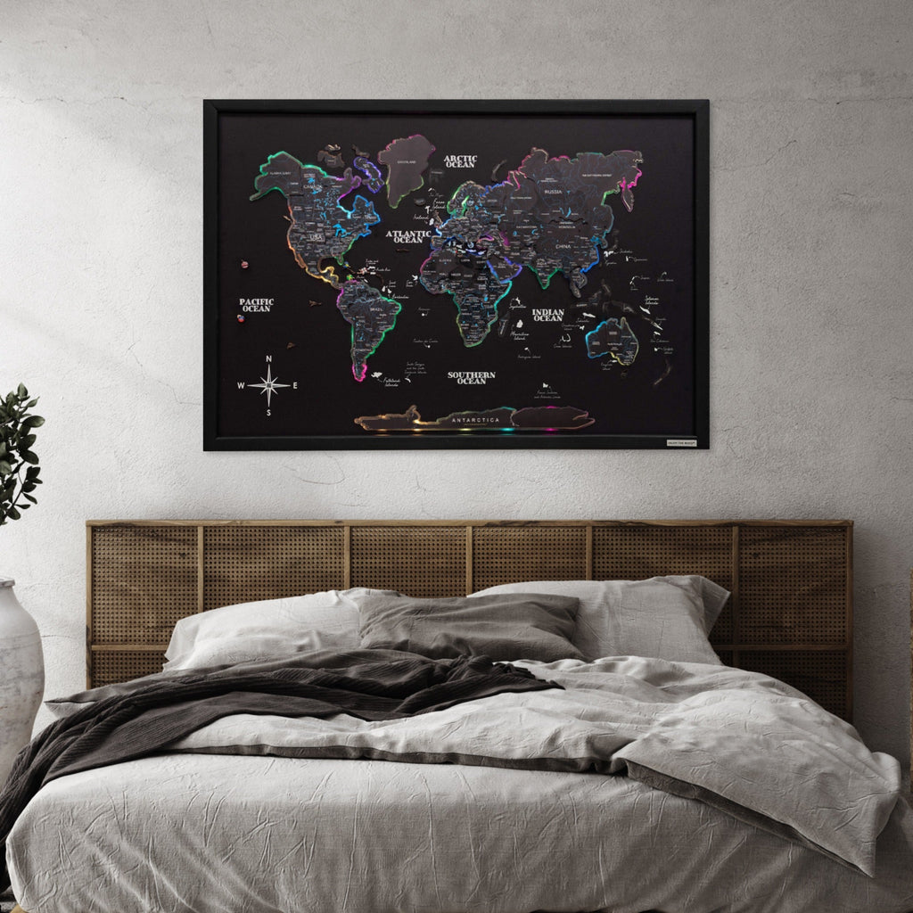 Map on Board LED 2.0 Midnight Modern Illuminated World Map Art
