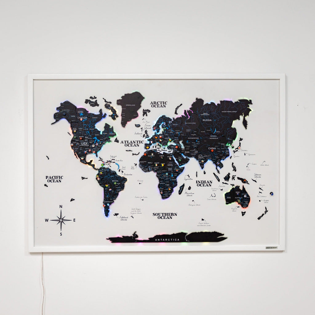 Map on Board LED 2.0 Midnight Modern Illuminated World Map Art