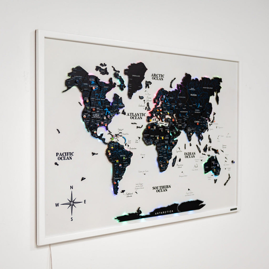 Map on Board LED 2.0 Midnight Modern Illuminated World Map Art