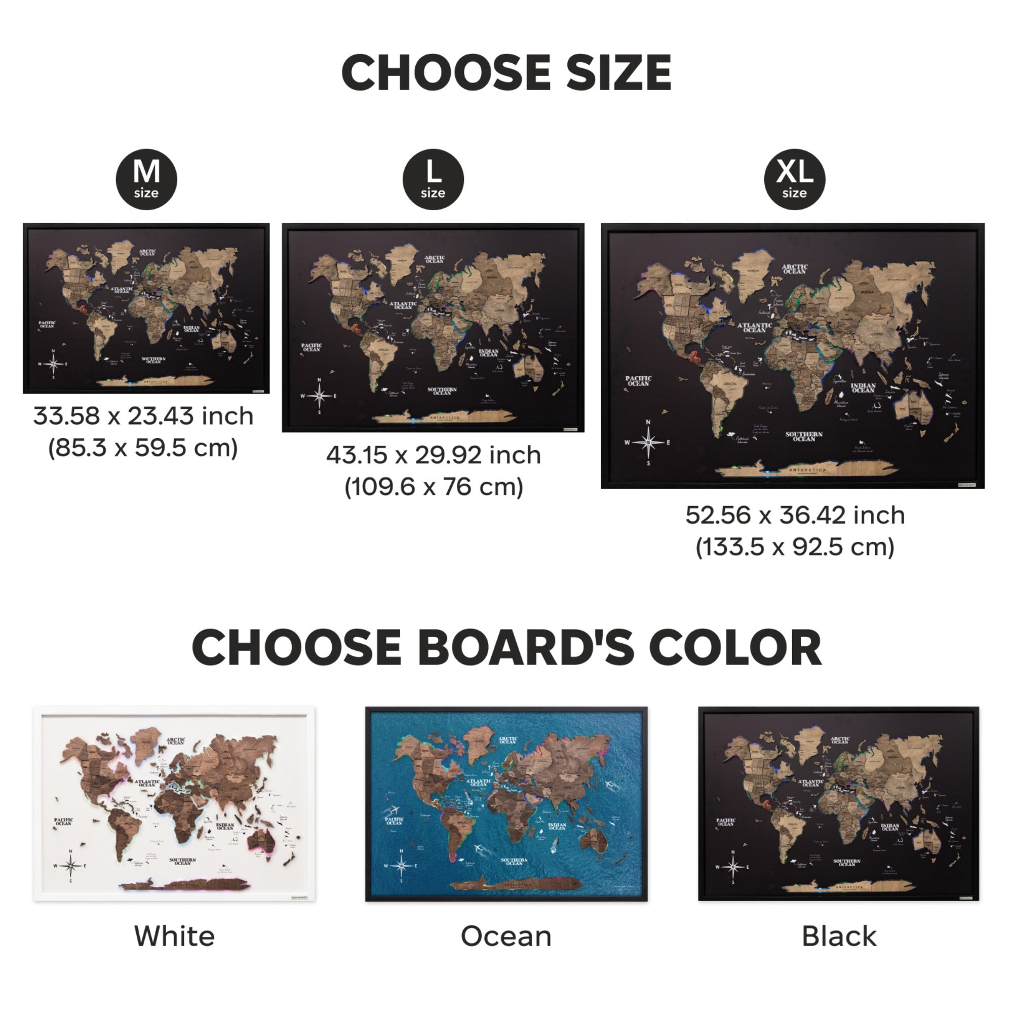 Map on Board LED 2.0 Terra Modern Illuminated World Map Decor