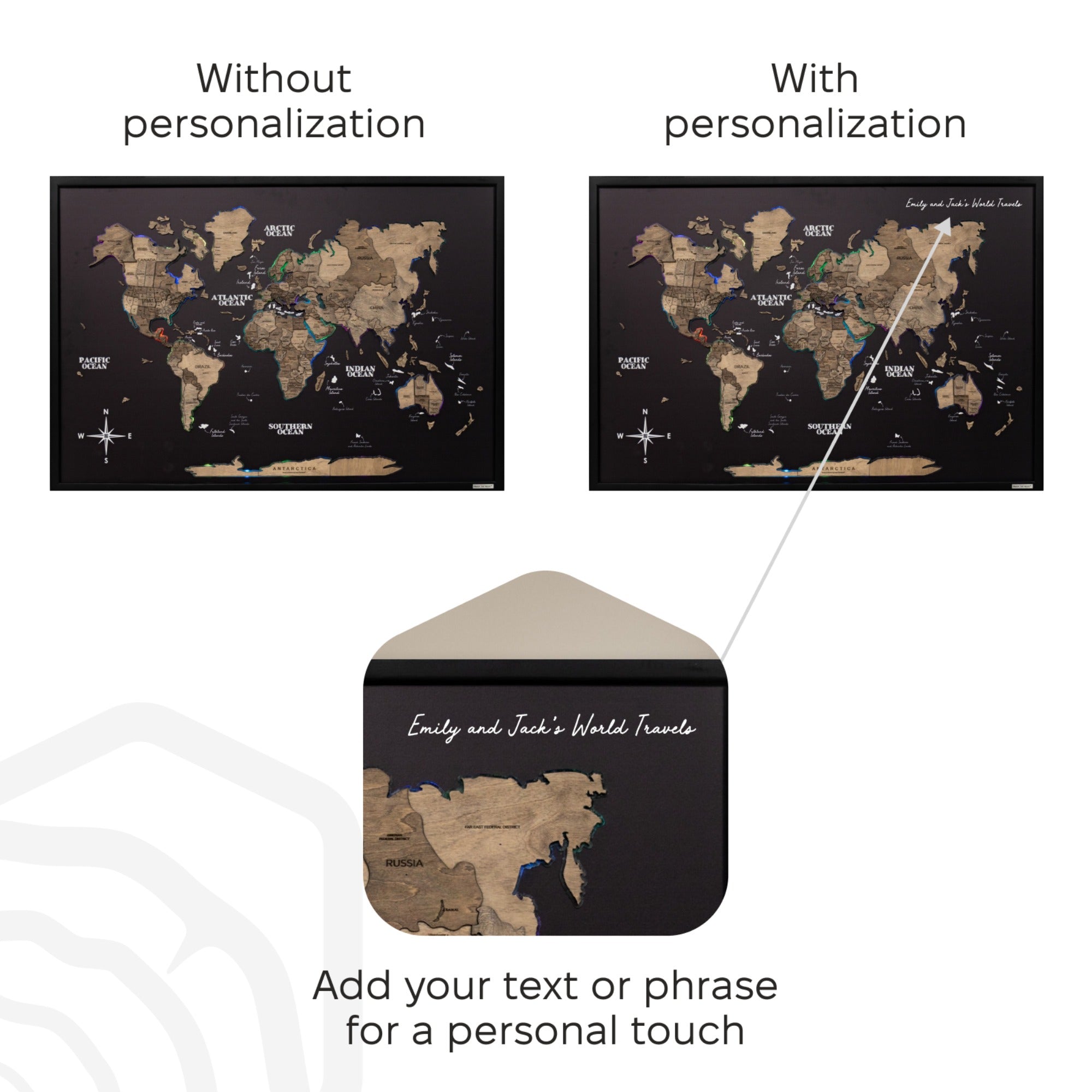 Map on Board LED 2.0 Terra Modern Illuminated World Map Decor
