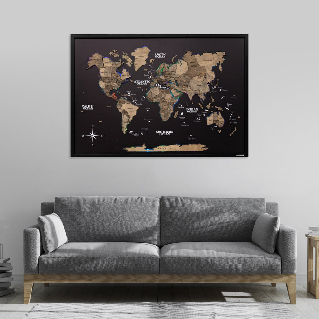 Map on Board LED 2.0 Terra Modern Illuminated World Map Decor