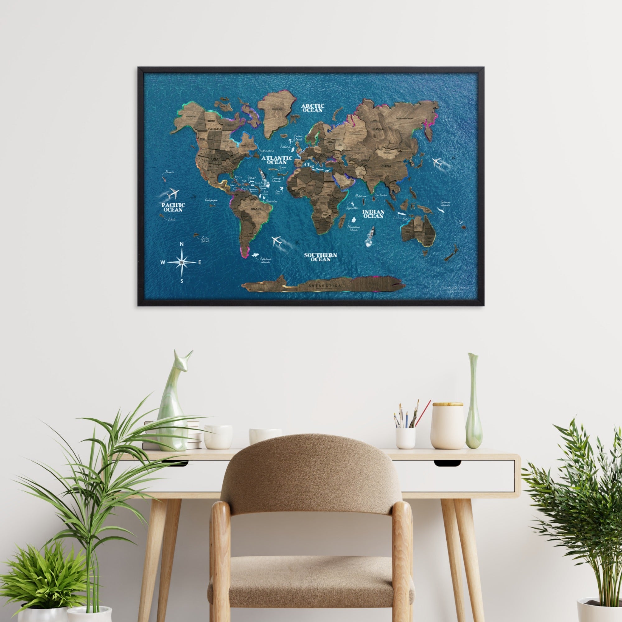 Map on Board LED 2.0 Terra Modern Illuminated World Map Decor