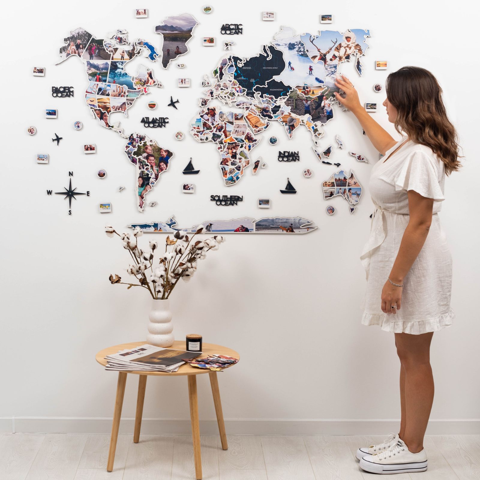 World Photo Map Midnight – Wooden Travel Memory Wall Decor