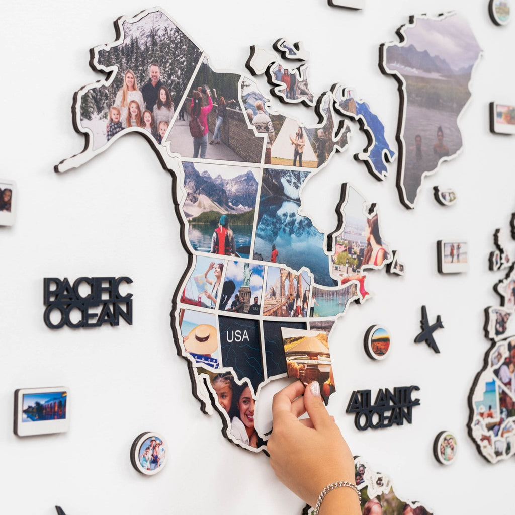 World Photo Map Midnight – Wooden Travel Memory Wall Decor