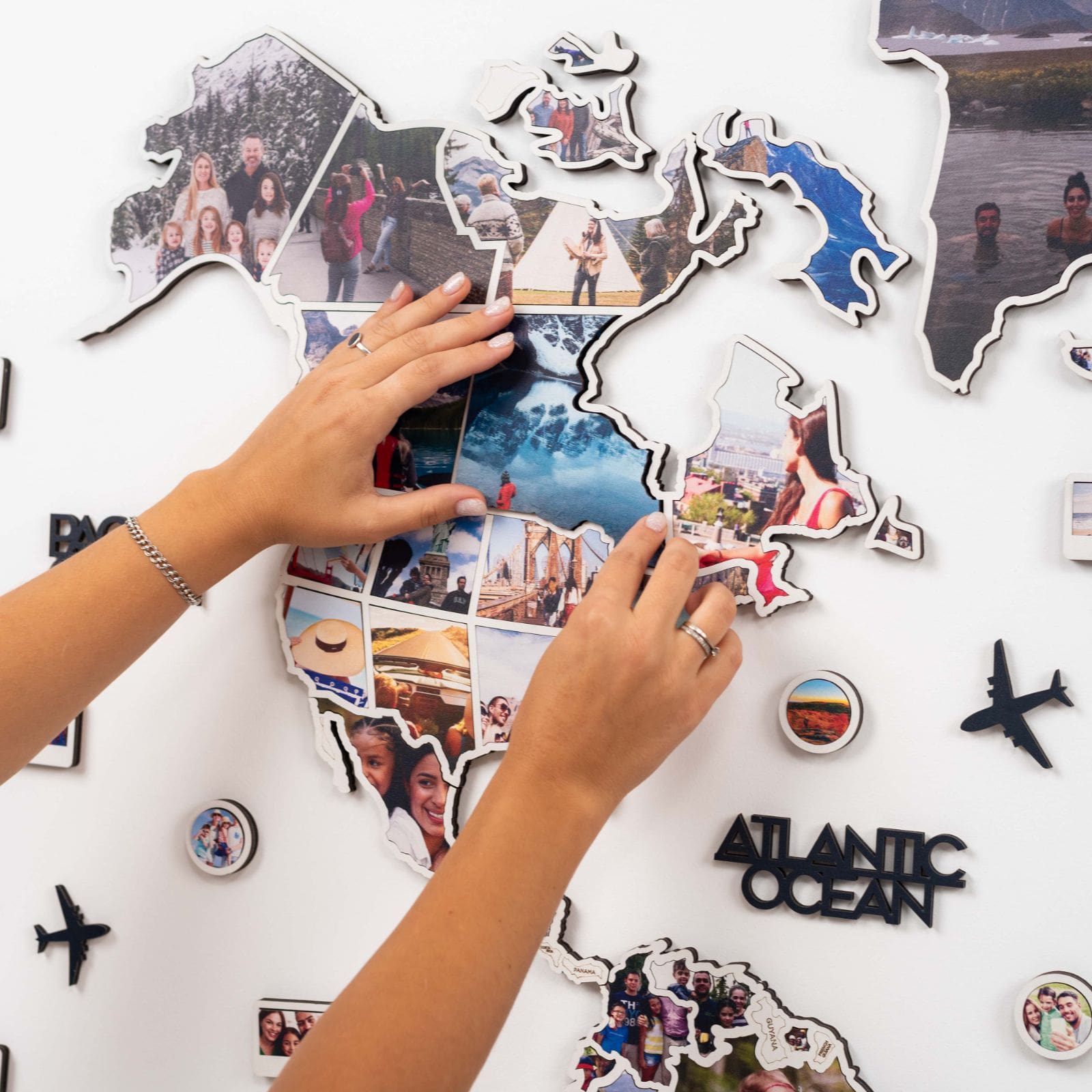 World Photo Map Midnight – Wooden Travel Memory Wall Decor