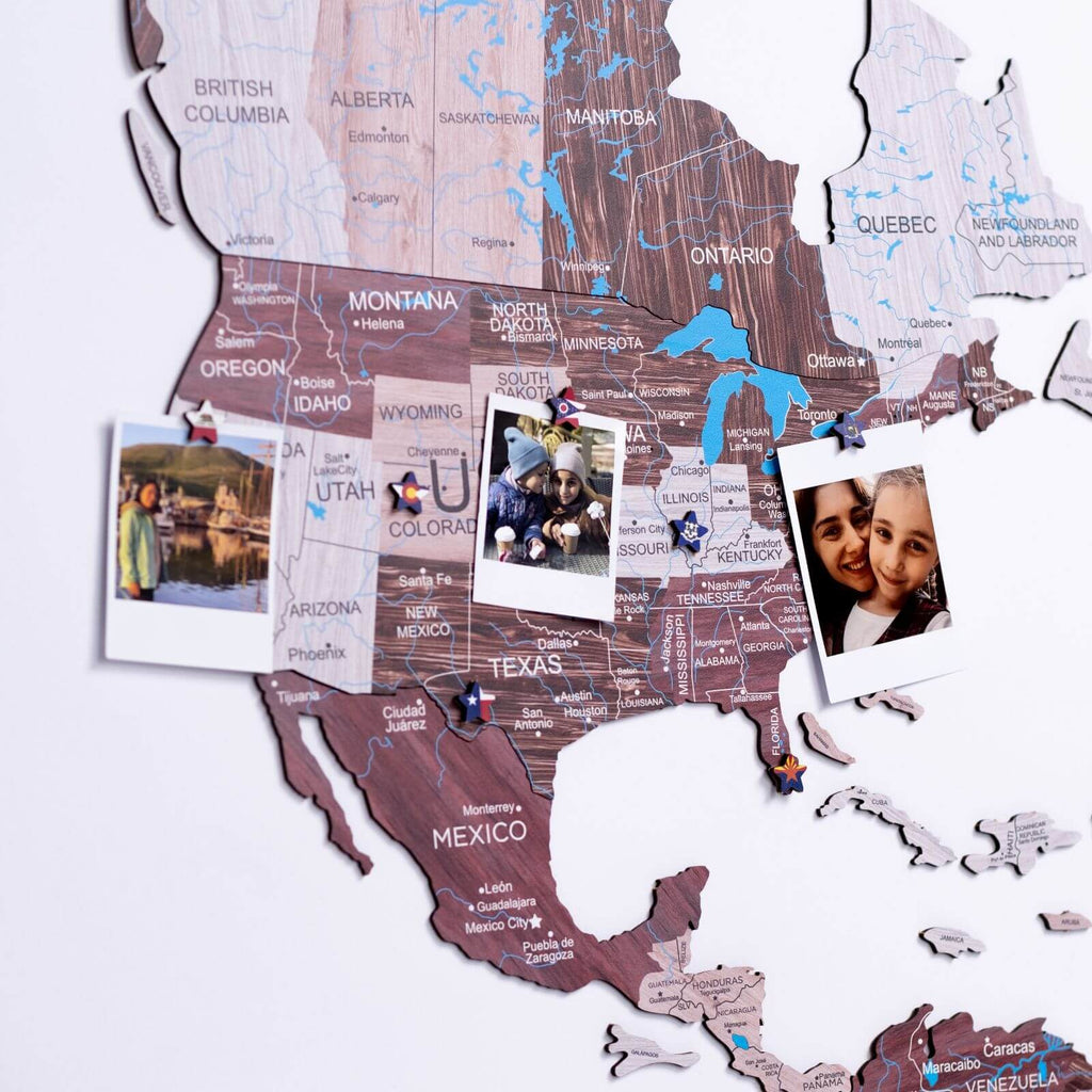 2D Wooden World Map in Cappuccino: Travel Inspired Wall Decor