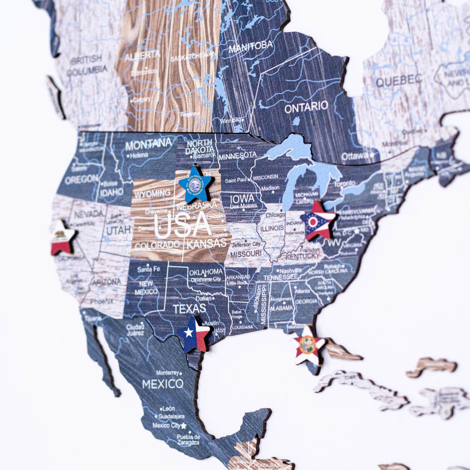 2D Wooden World Map Wall Art – Neutral Mystery Collection Décor