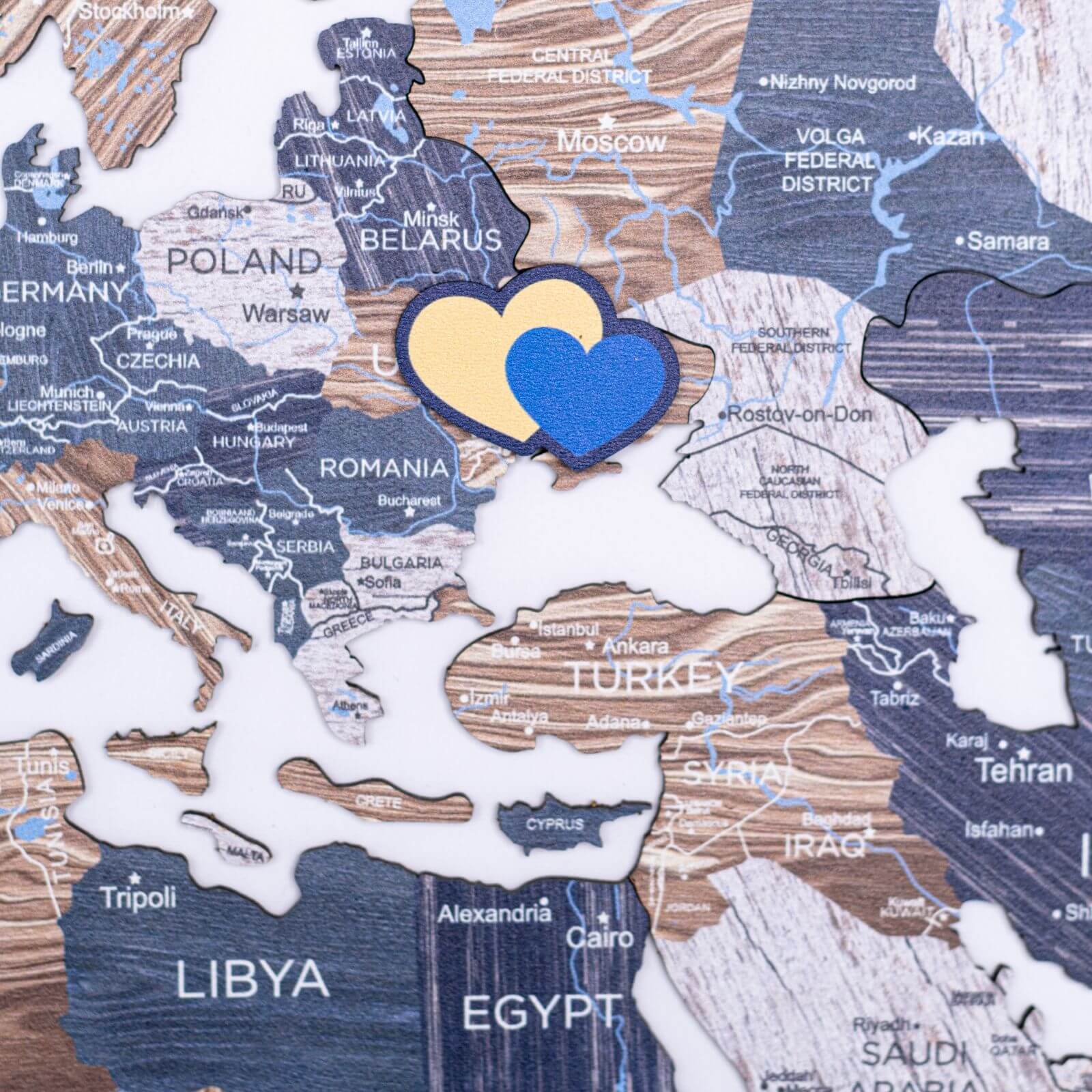 2D Wooden World Map Wall Art – Neutral Mystery Collection Décor