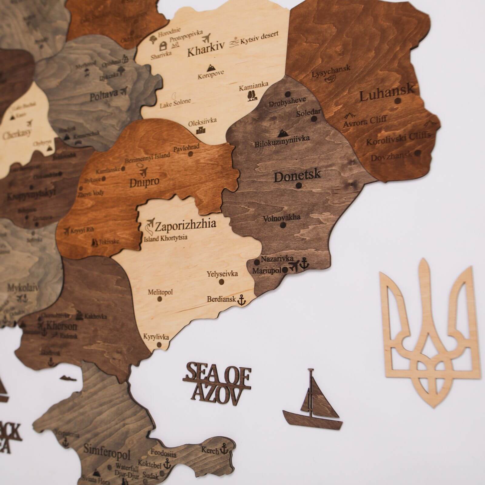 Wooden Map of Ukraine Multicolor Modern Wall Art Decor