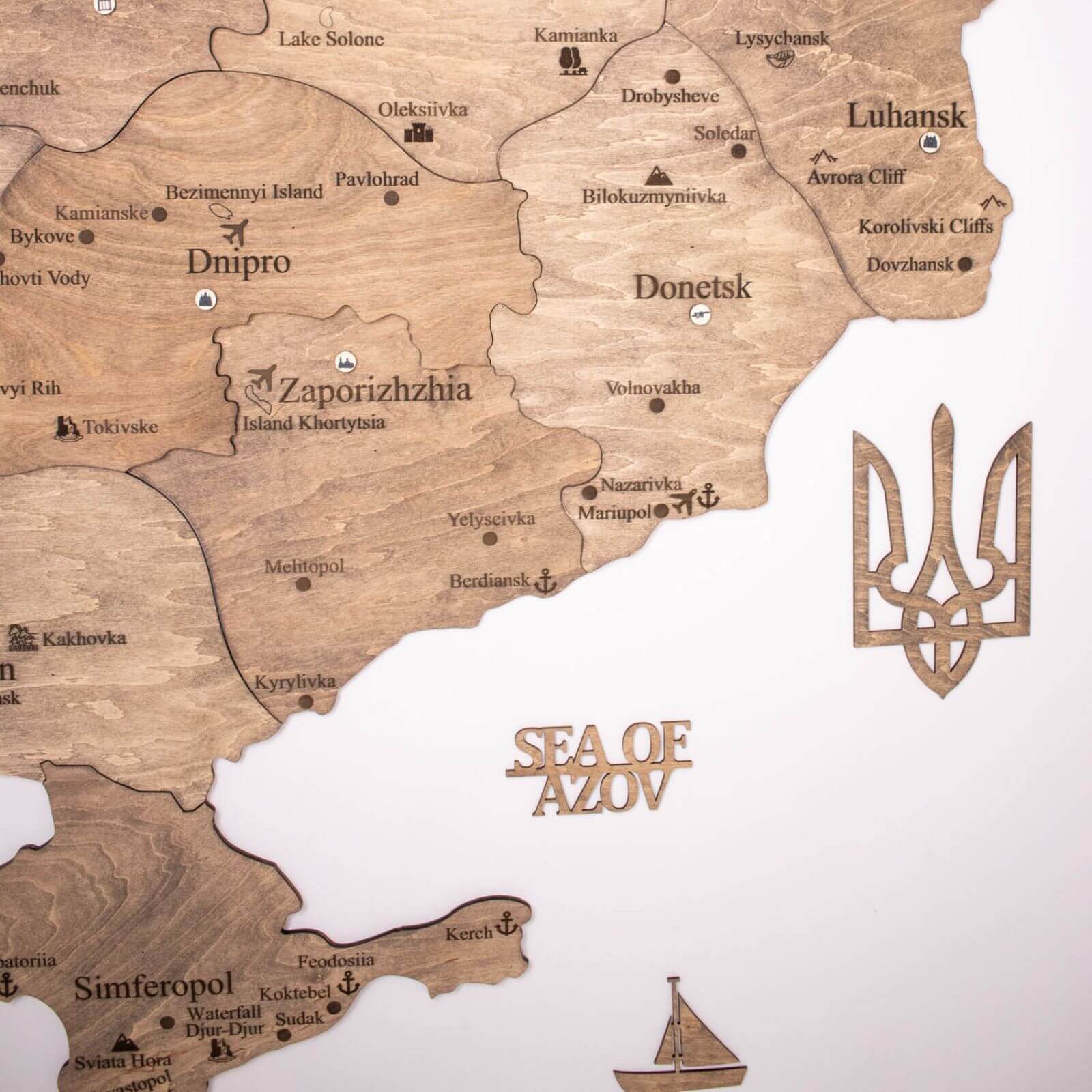 Wooden Map of Ukraine Terra Minimalist Brown Wall Art Decor