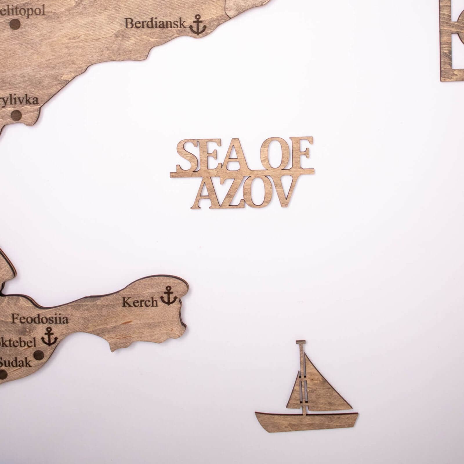 Wooden Map of Ukraine Terra Minimalist Brown Wall Art Decor