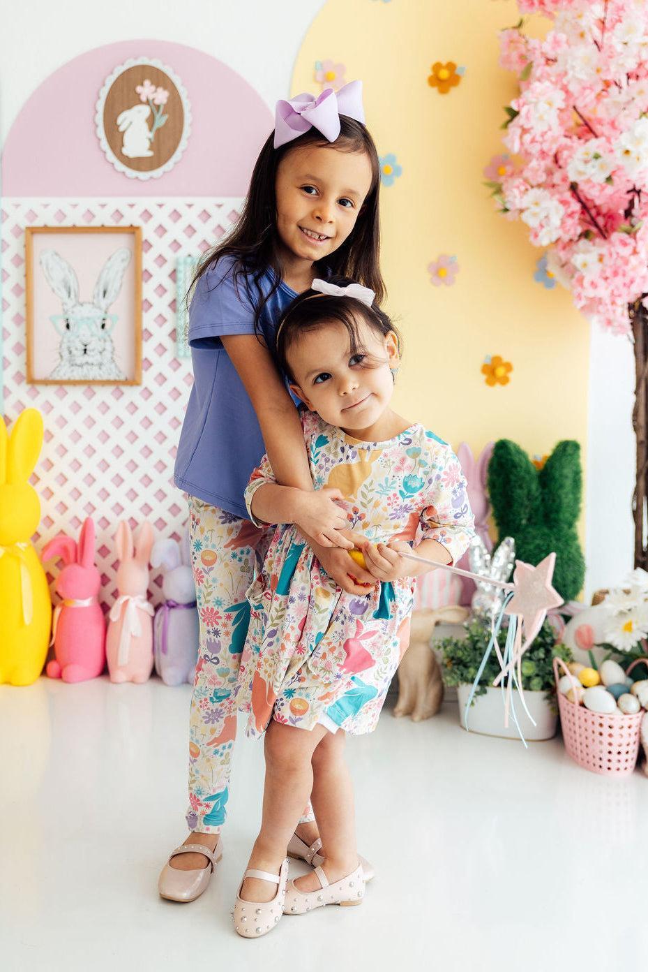 Pastel Floral Bunnies Leggings