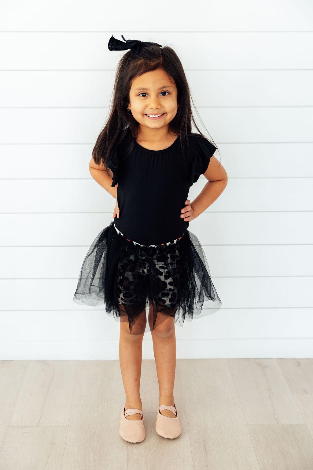 Girls Wild One Leopard Print Tutu Shorts with Tulle Overlay - Image 3