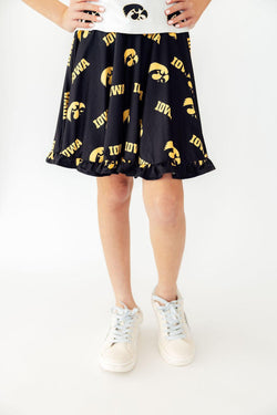 Iowa Black Tigerhawk print twirl skort for girls
