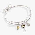 Silver-tone expandable bangle with margarita glass, lime wedge, and salt shaker crystal charms.