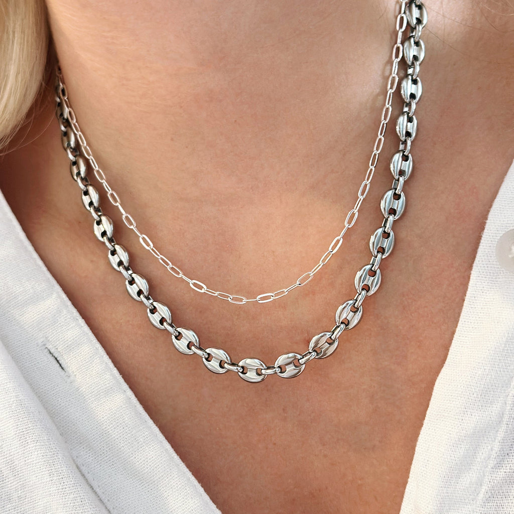 Stainless Steel Mariner Chain Necklace - Bold Interlocking Links