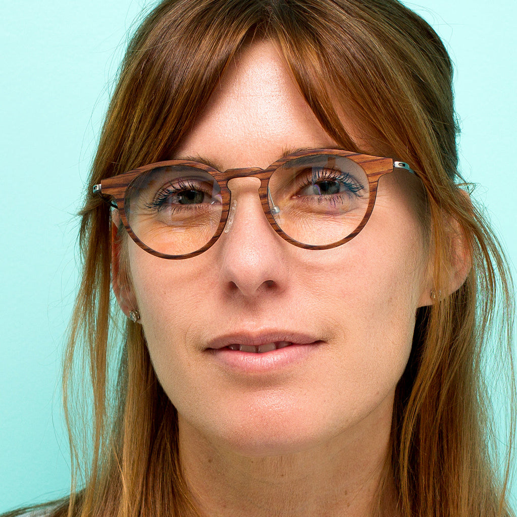 Marion Featherlight Titanium & Wood Eyeglasses - Brown and Silver